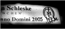 Der sogenannte Meisterzettel, der in jede Geige von Martin Schleske geklebt wird.