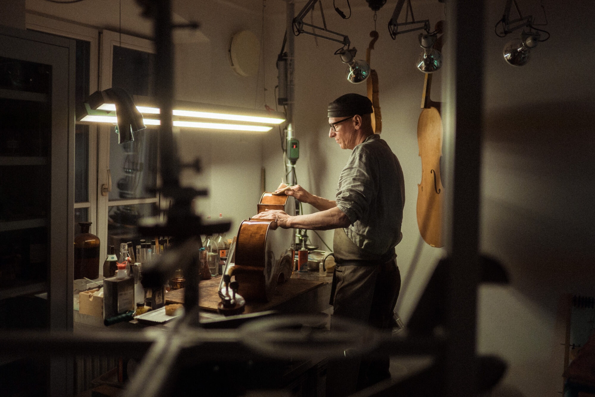 Violin maker Martin Schleske in his workshop