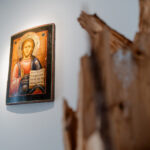 Bild von Jesus mit Heiligenschein und kyrillischen Schriftzeichen
