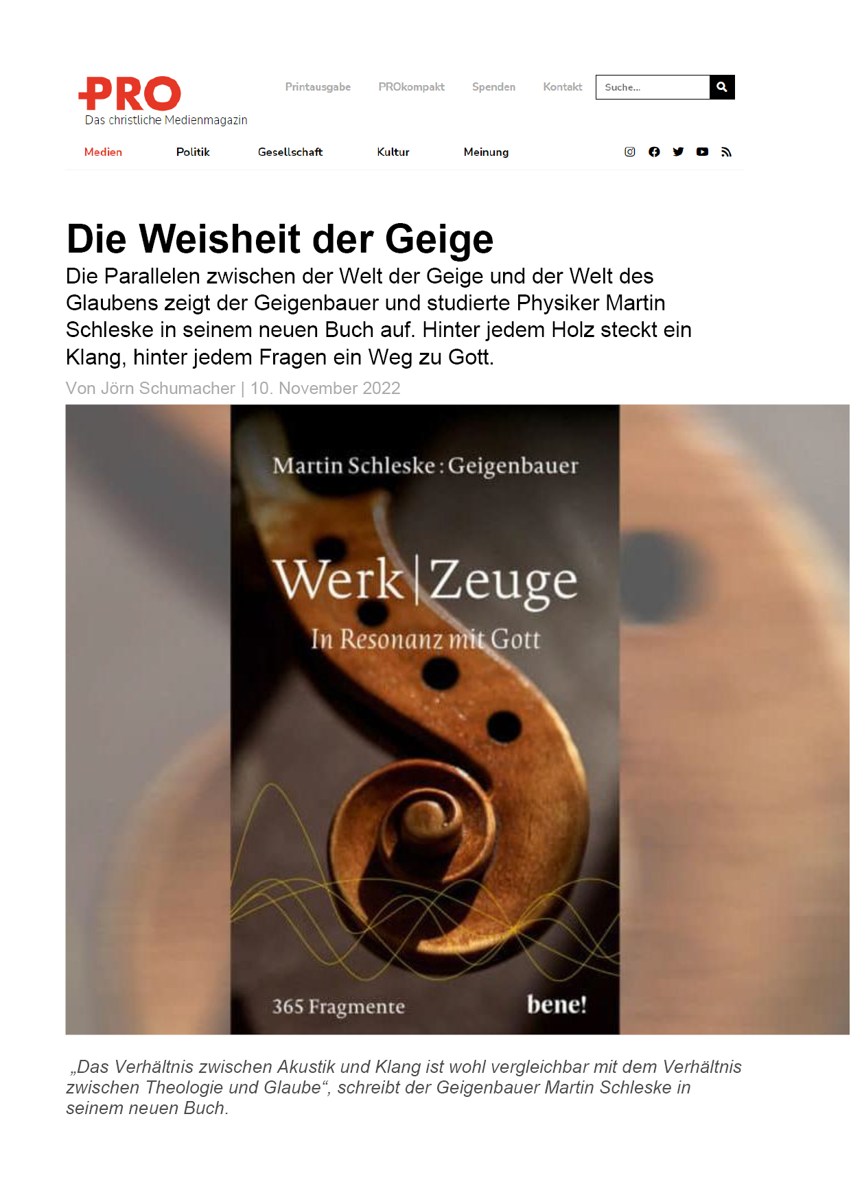 Pro Medienmagazin Die Weisheit Der Geige